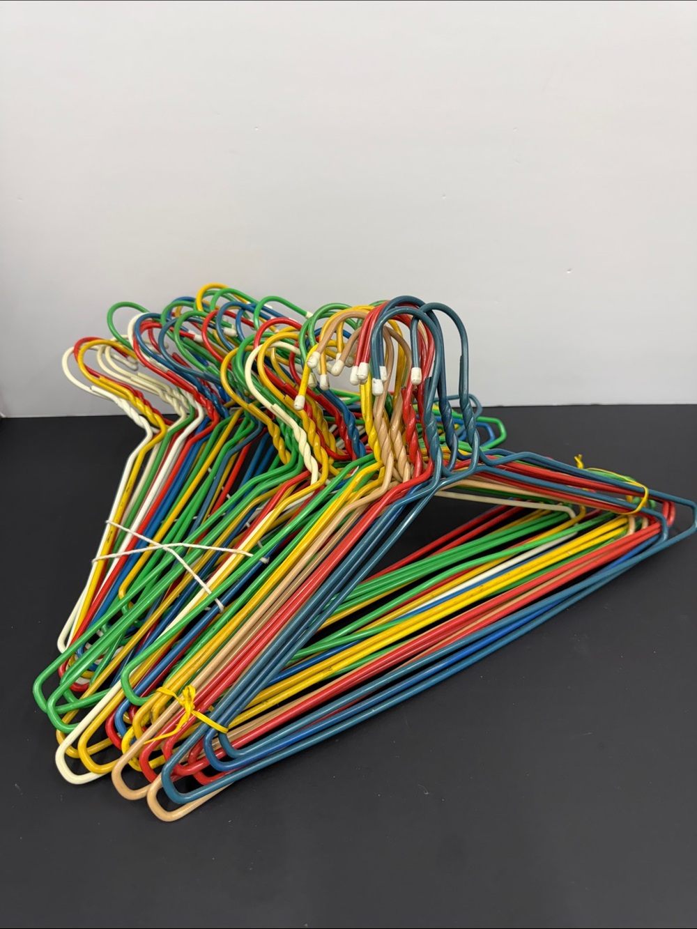 Vintage Set Colorful Vinyl Coated Wire Clothes Hangers 1987